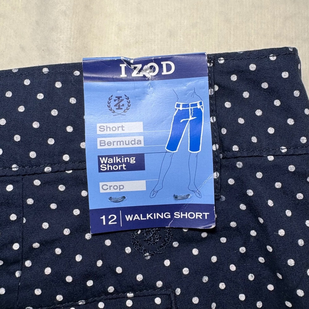 IZOD Womens Navy Blue Polka Dot Walking Shorts Size 12 NWT Lawn Party Bermuda - Picture 5 of 8